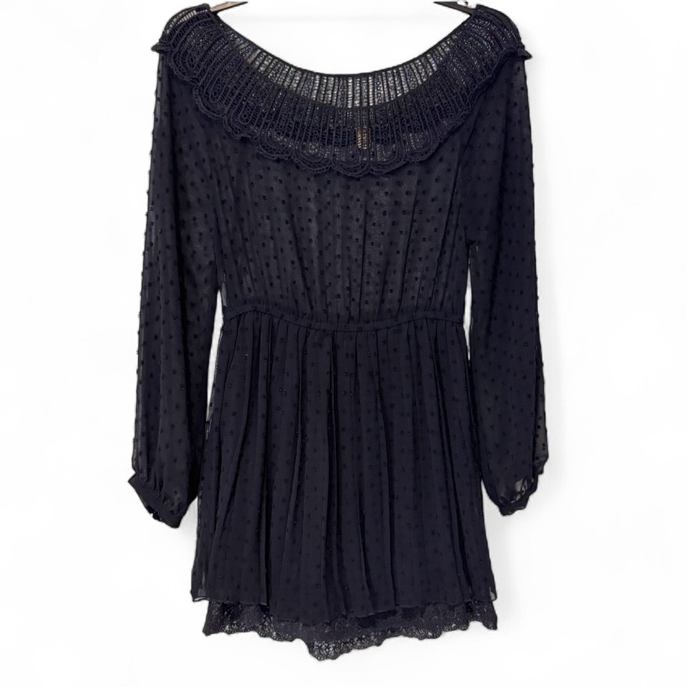 Farm Rio Navy French Dot Mini Dress Small